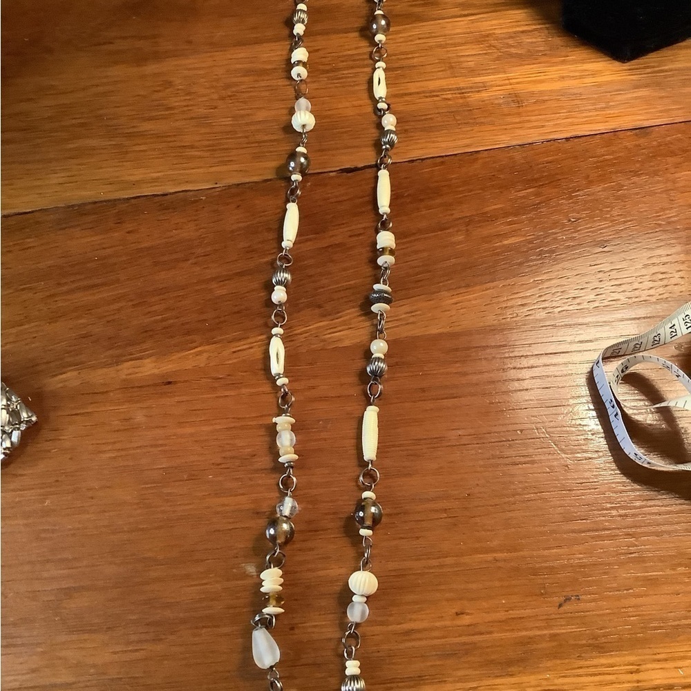 Stone& Silver tone Necklace 38” - Picture 5 of 6